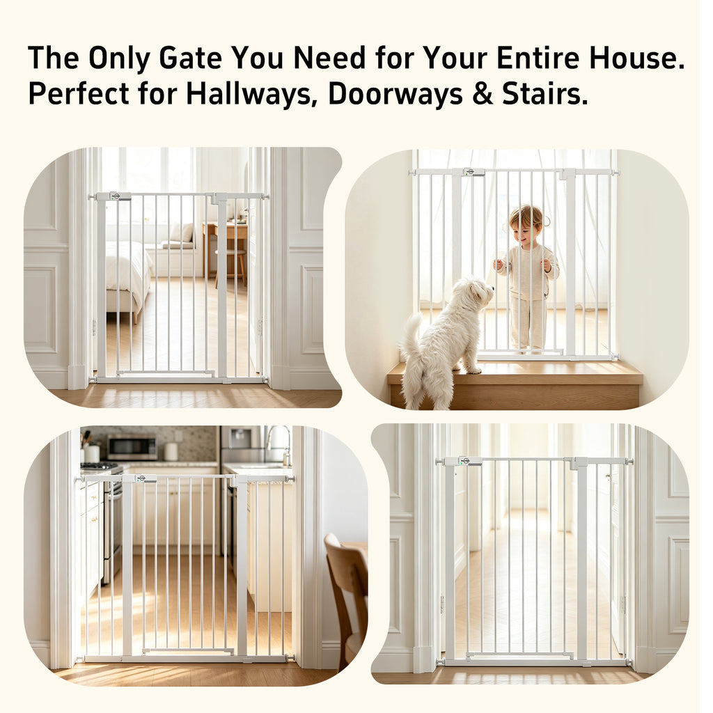 Born Light 43" extra tall baby safety gate, white, 29.7–41" adjustable width — view 3