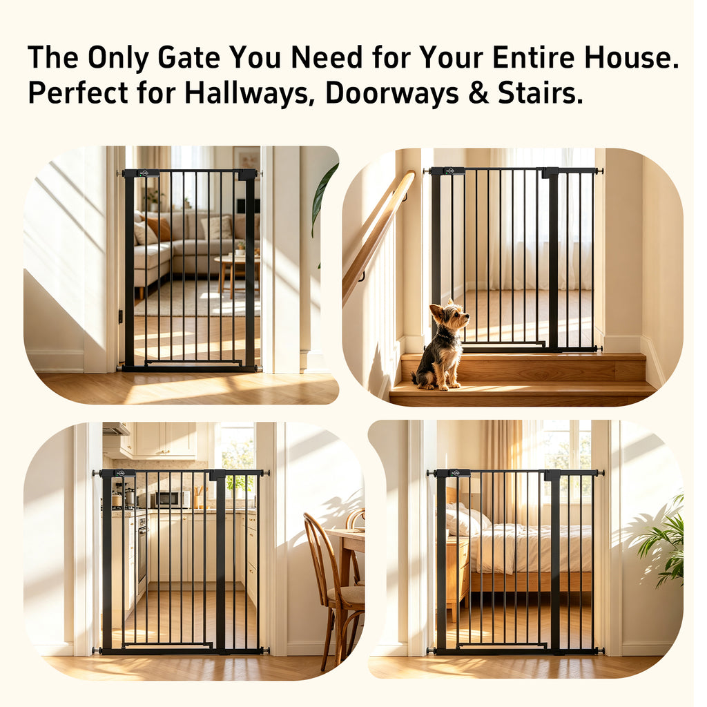 Born Light 43" extra tall baby safety gate, black, 29.7–41" adjustable width — view 3
