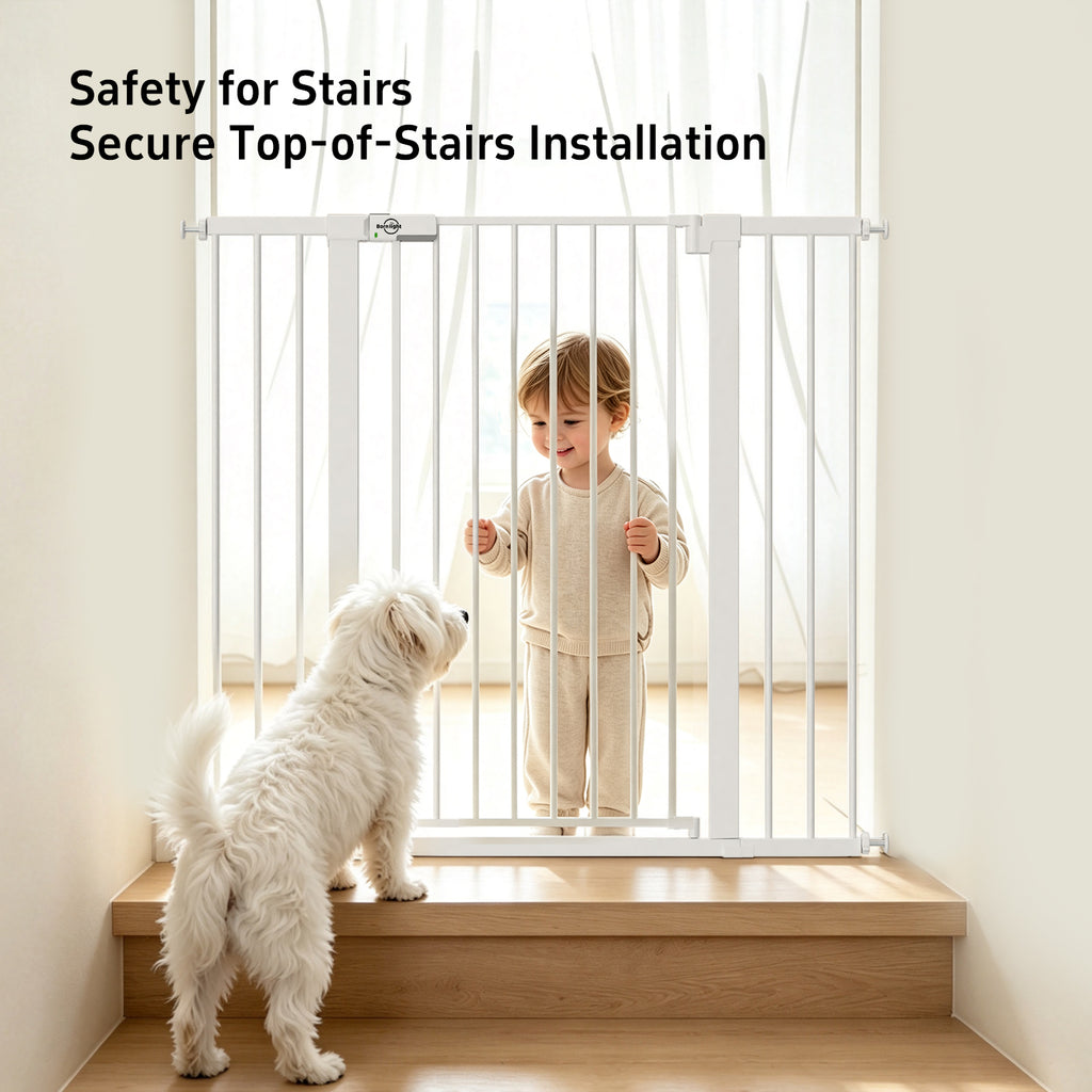 Born Light 43" extra tall baby safety gate, white, 29.7–41" adjustable width — view 4