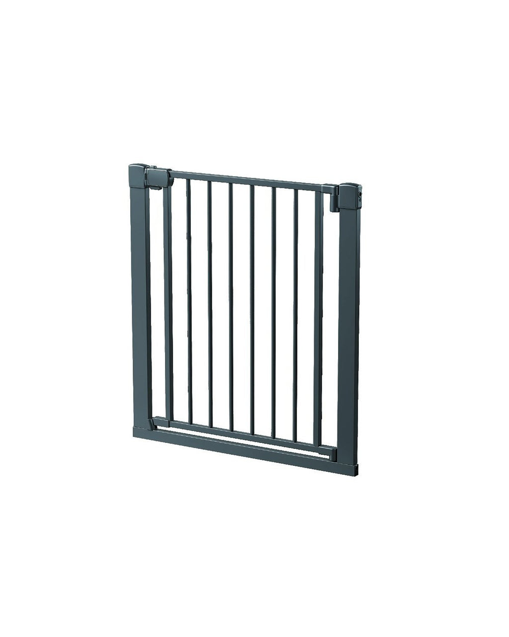 Born Light 30 inch baby safety gate, auto-close mechanism detail, white