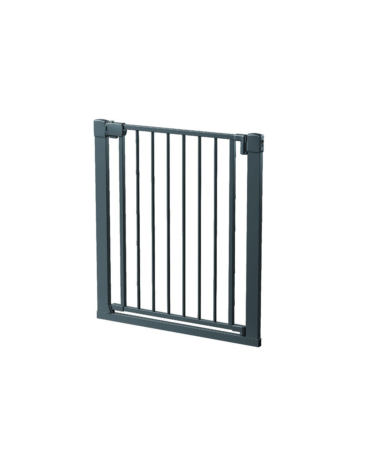Born Light 30 inch baby safety gate, auto-close mechanism detail, white