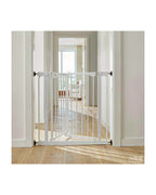 Born Light baby gate two-step childproof double lock release button, white finish