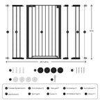 Width adjustment diagram — Born Light gate fits 29.7–49" openings