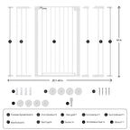 Width adjustment diagram — Born Light gate fits 29.7–49" openings