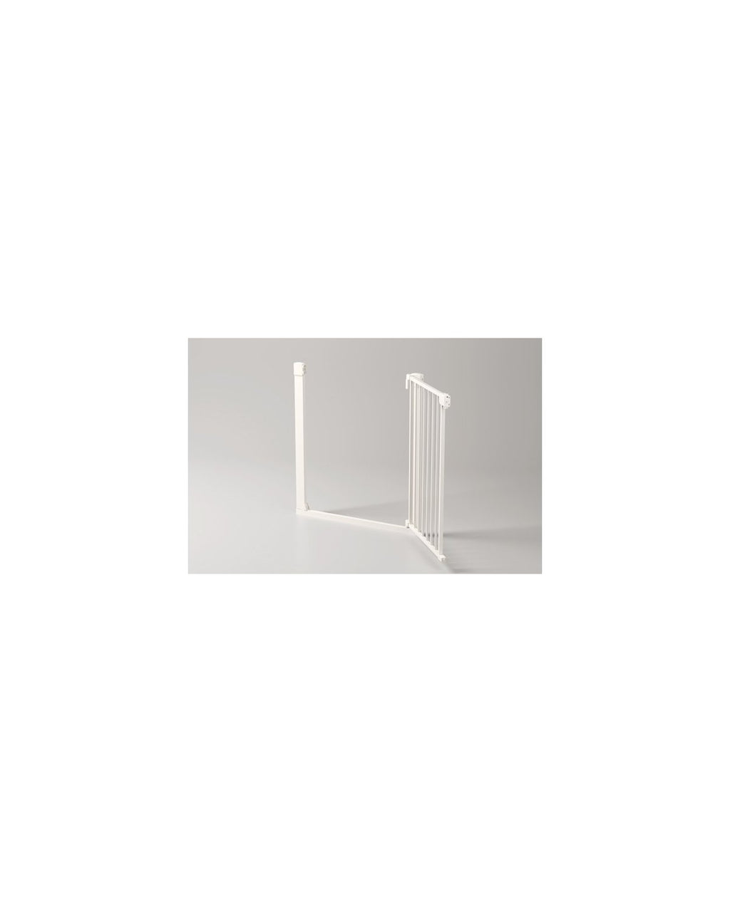 Born Light 30 inch baby safety gate, pressure mounted, white finish, installed in a doorway