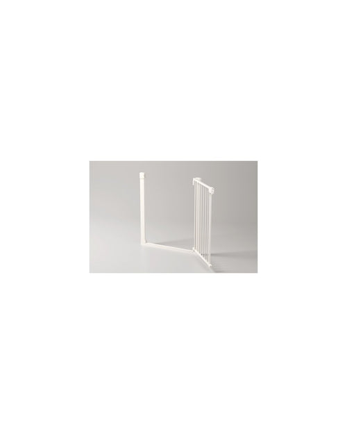 Born Light 30 inch baby safety gate, pressure mounted, white finish, installed in a doorway